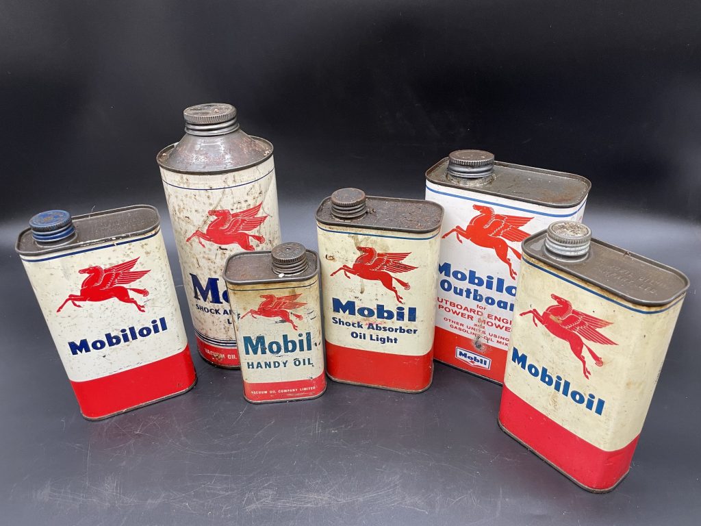 Alan Pooley petroliana collection Mobil oil cans