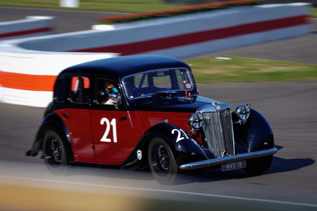 Maria Costello and MG YB at 2021 Goodwood Revival