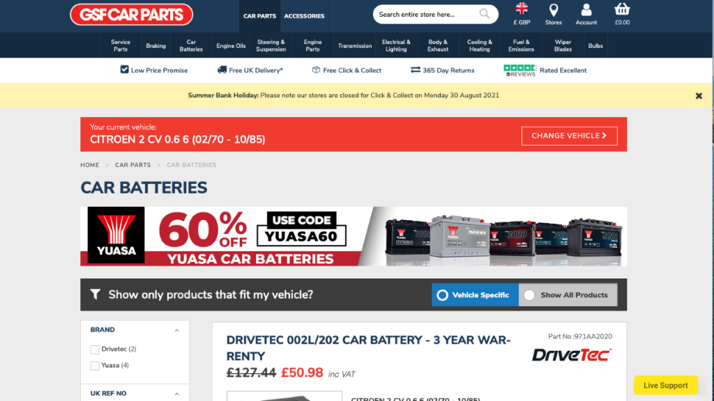 GSF Car Parts reviewed and rated for car batteries