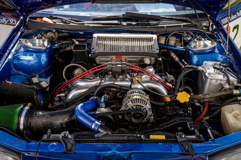 Engine of 1993 Subaru Impreza driven by McRae