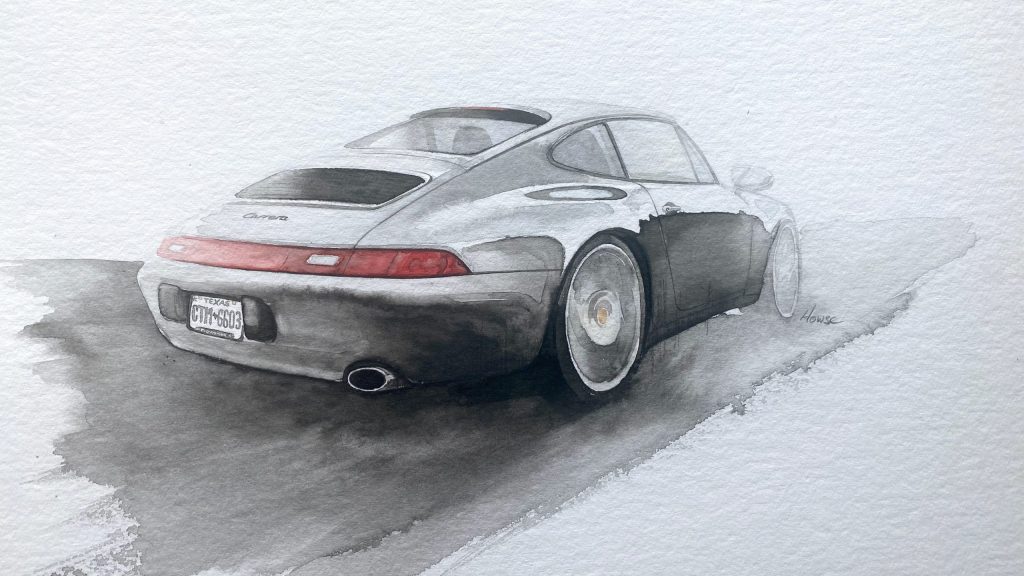 Porsche 911 993 watercolour by artist Paul Howse