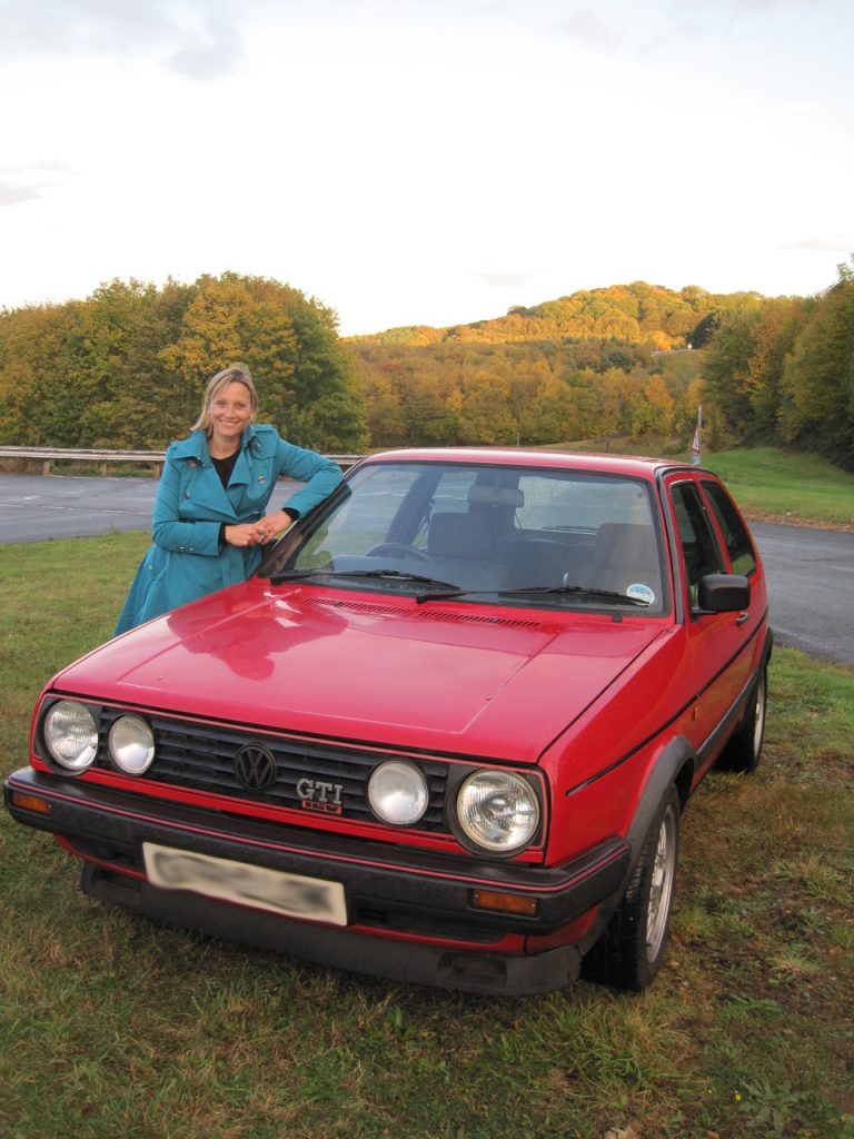 Vicki Butler-Henderson and her Volkswagen Golf GTI MkII