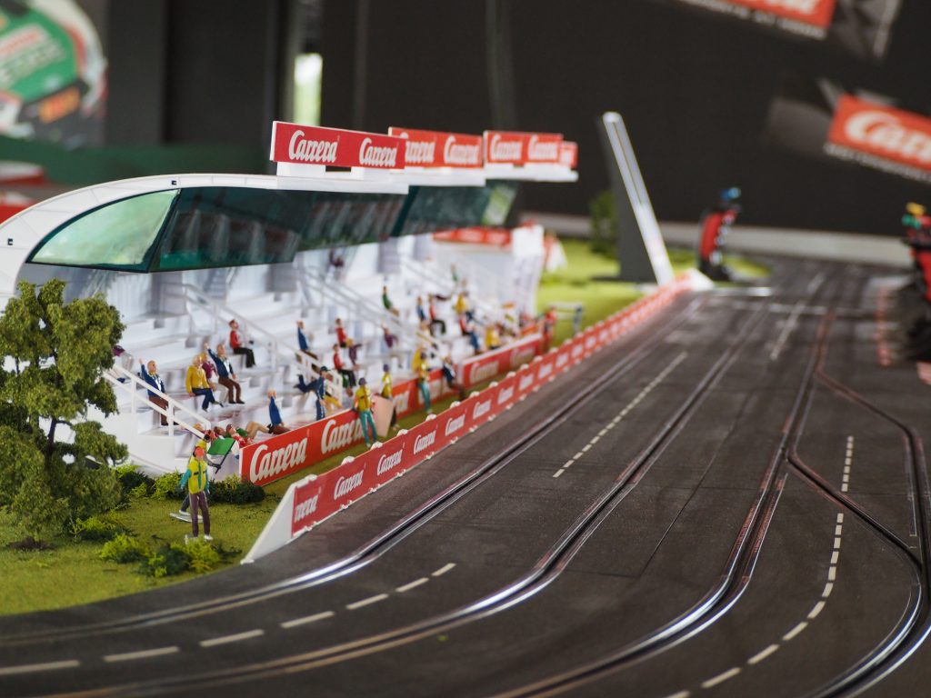 Grandstands and tracks at Race Wars slot car venue