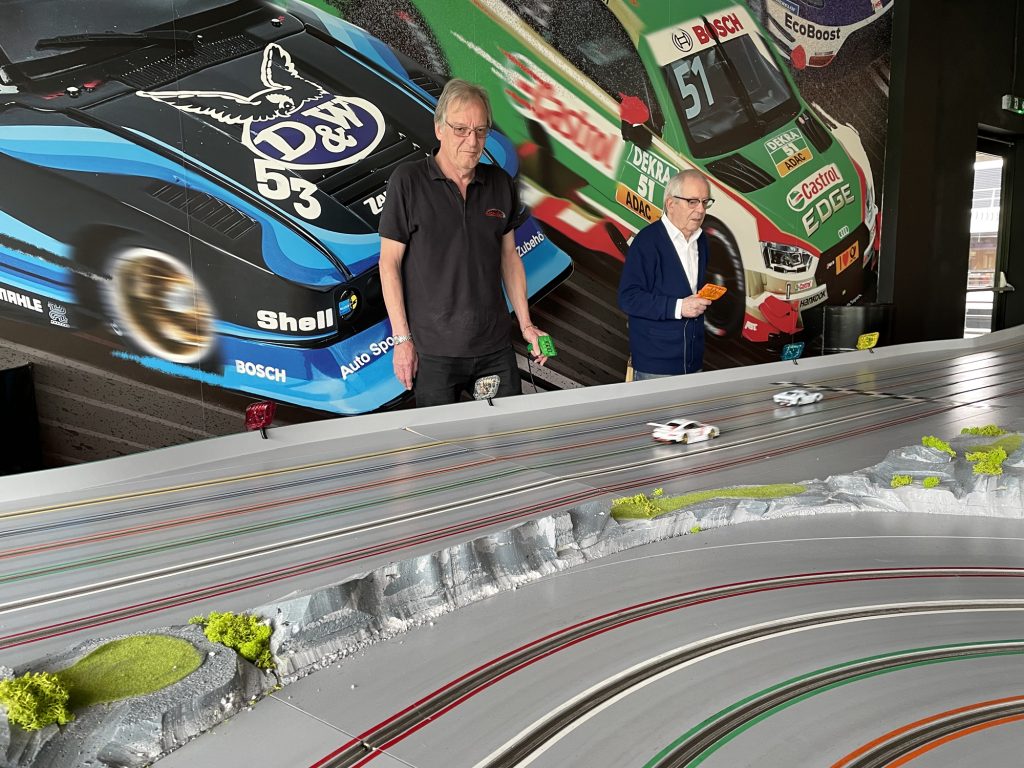 Paul Cooper and Ivan Berg racing slot cars
