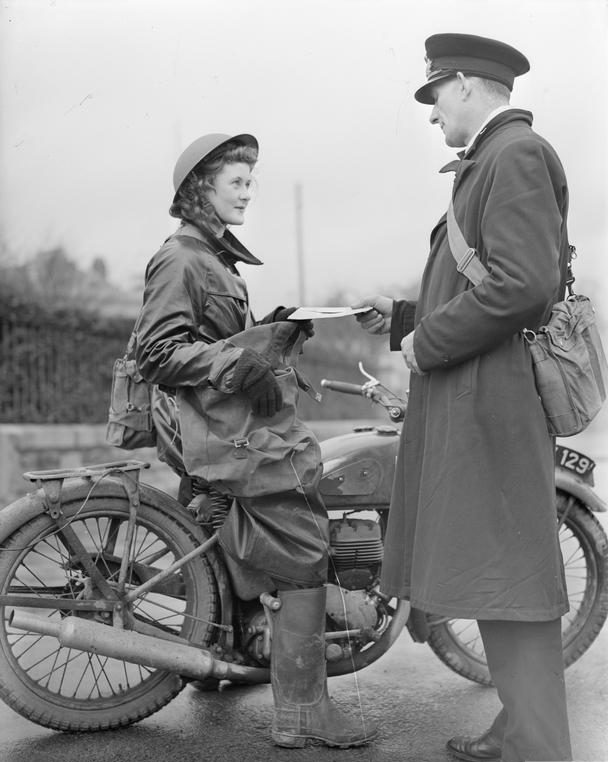 A Wrens dispatch rider receives communications to be delivered