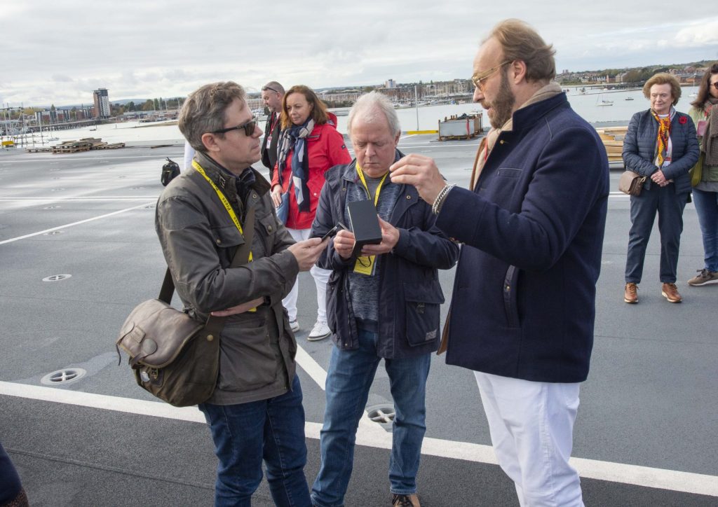 Victor Gauntlett, right, with author Nik Berg, far left.