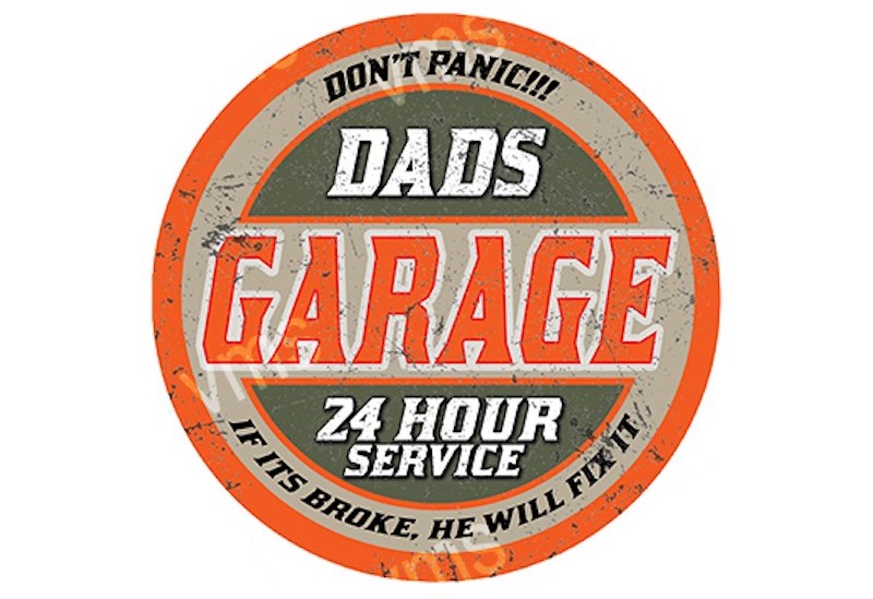 Dad's Garage metal sign