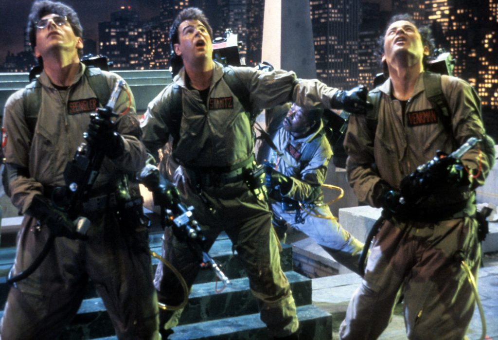 Harold Ramis, Dan Aykroyd, Ernie Hudson and Bill Murray, te cast of the original Ghostbusters