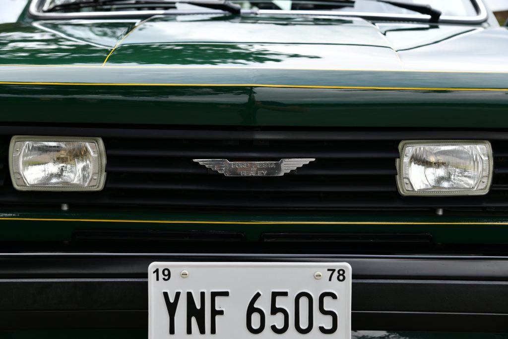 Badge of the Healey Fiesta hot hatch