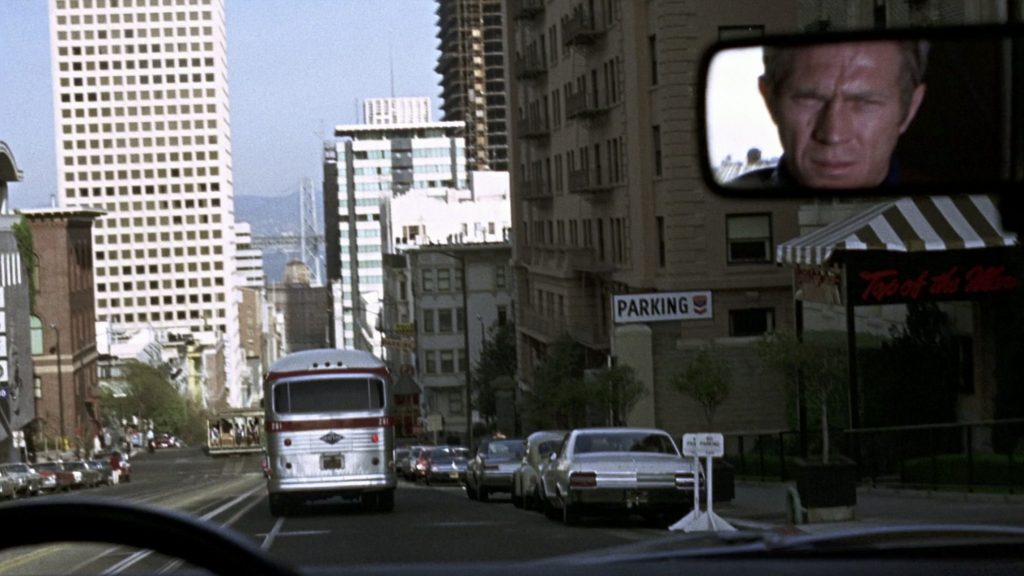 Steve McQueen in the Ford Mustang in Bullitt