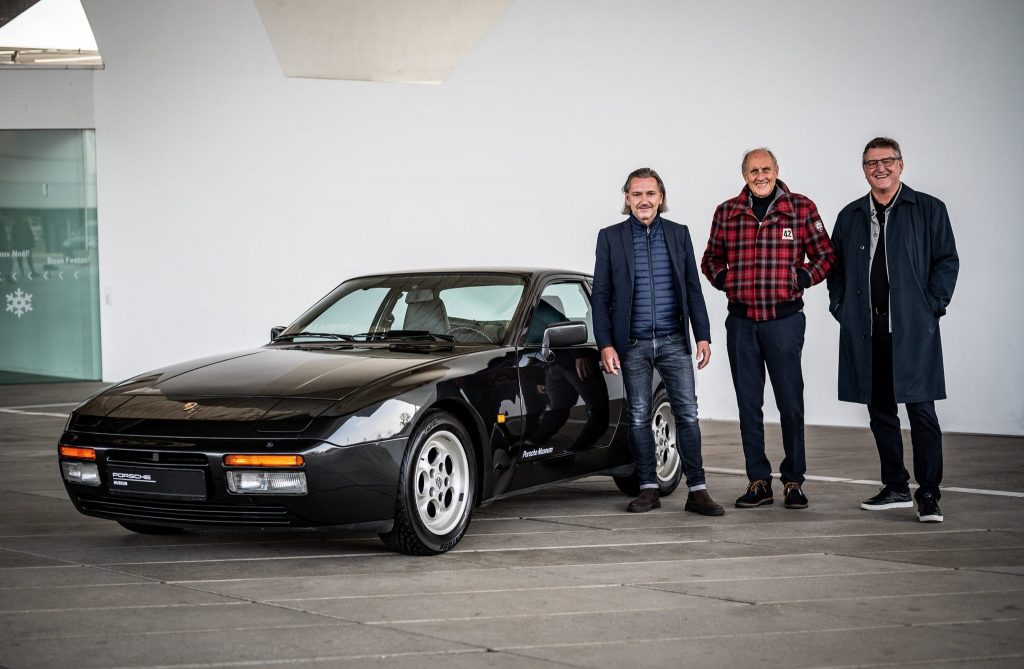 Christian Hauck, Hans-Joachim Stuck, and Rainer Würst with one of the earliest PDK test cars