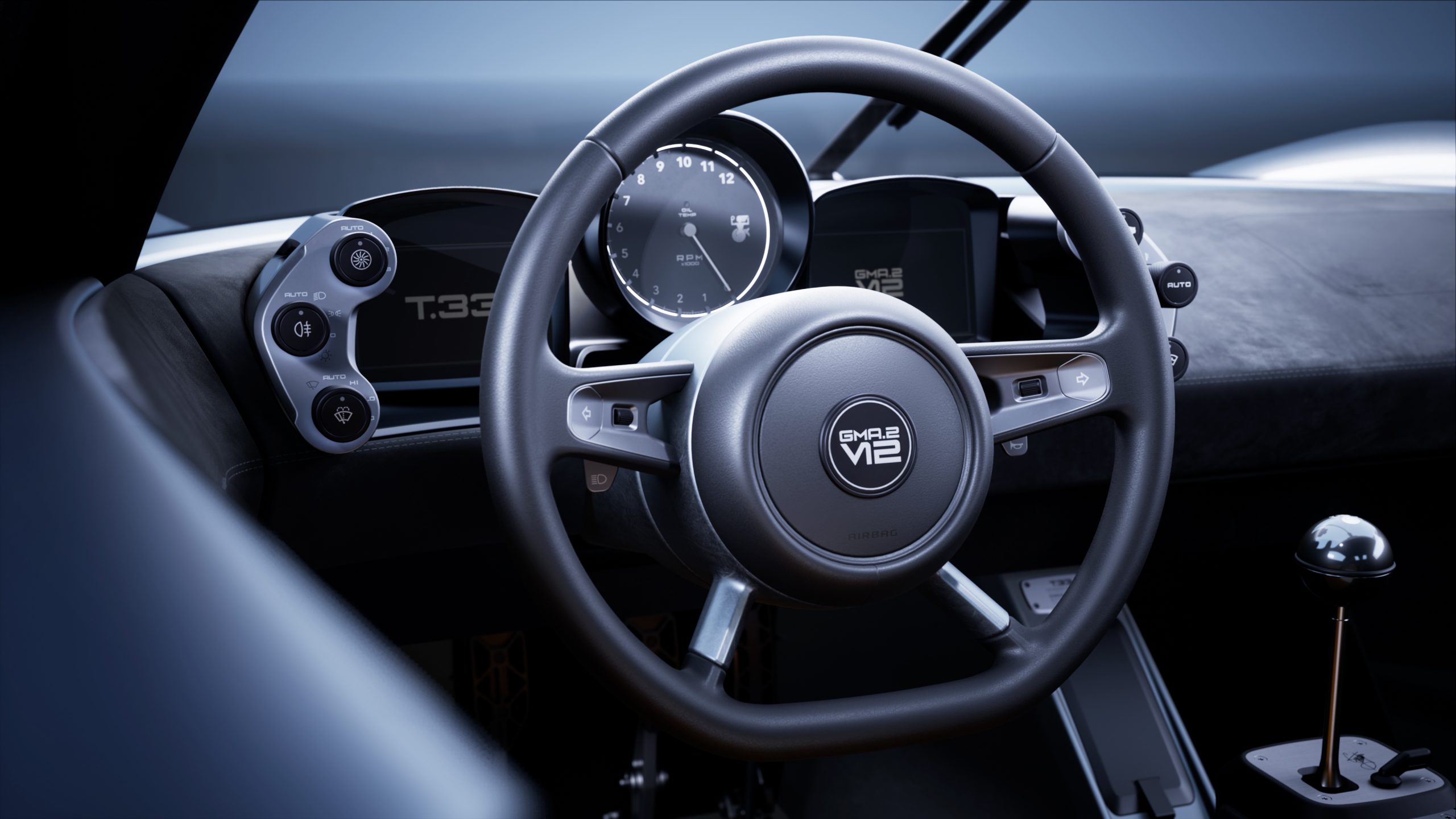 Gordon Murray Automotive T.33 steering wheel and interior
