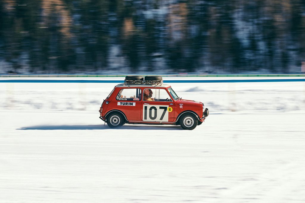 Mini Cooper on Lake St Moritz