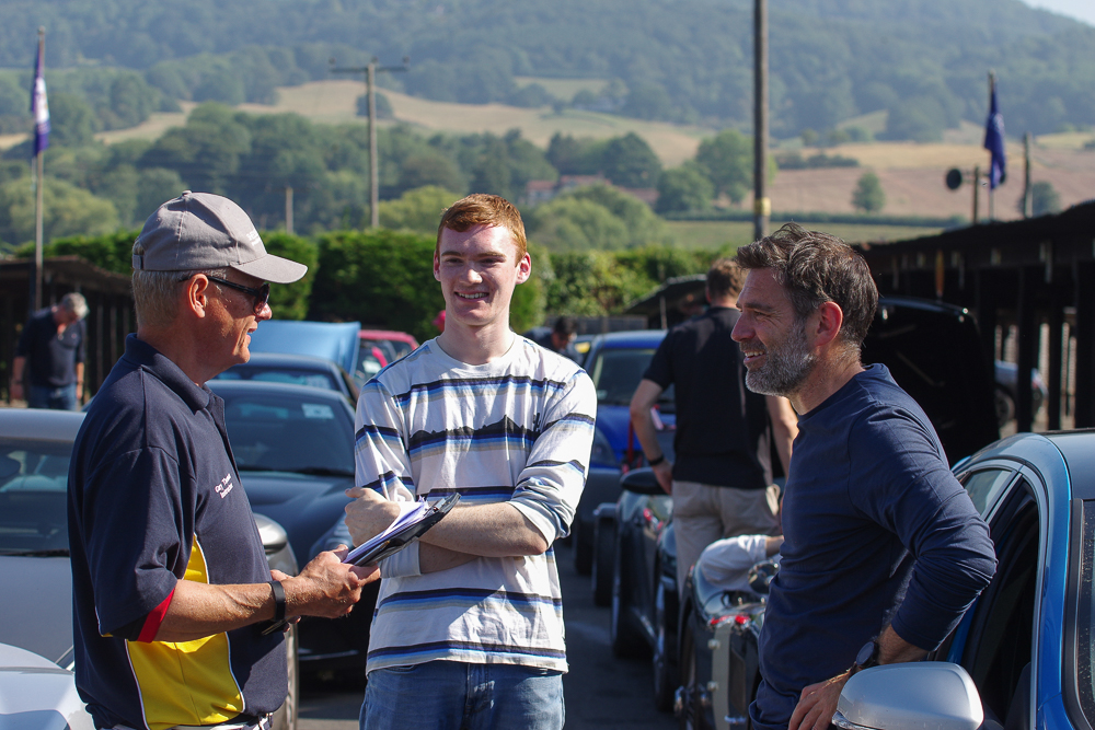 Line up behind me, son, and watch how it's done! Learning the course at Shelsley Walsh 