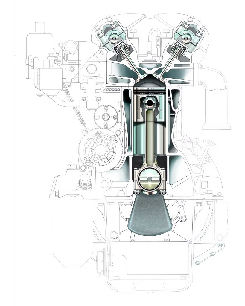 Jaguar XK120 six-cylinder engine cross-section illustration