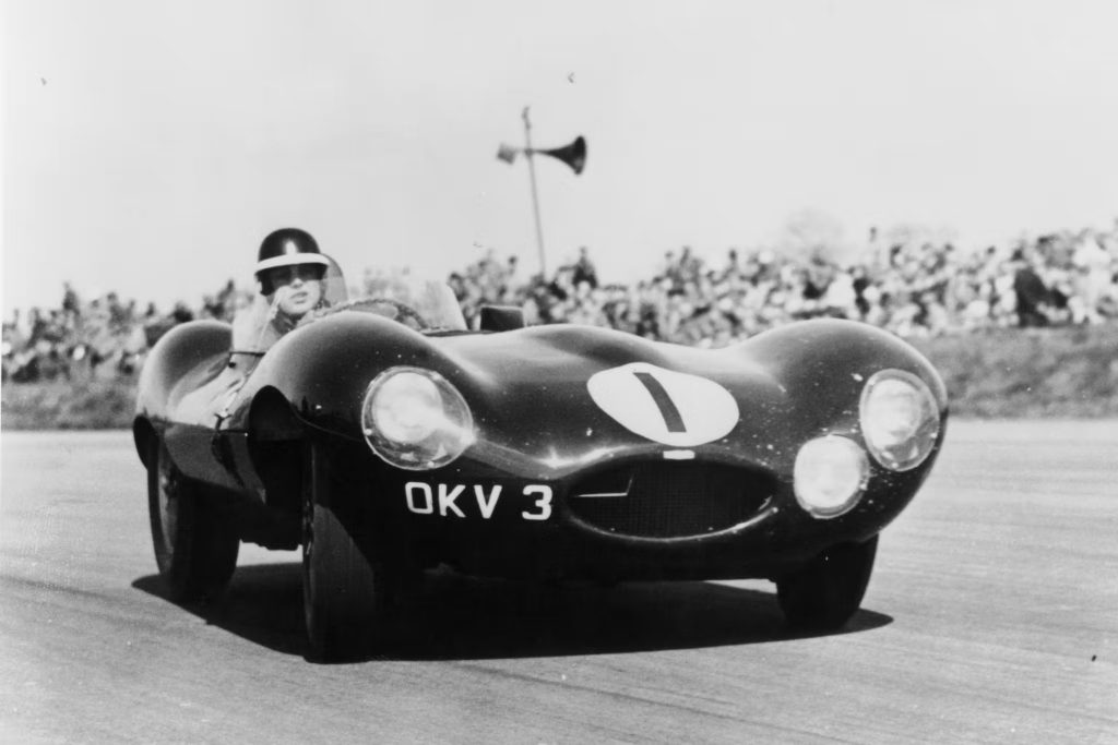 Jaguar D-Type racing at Le Mans