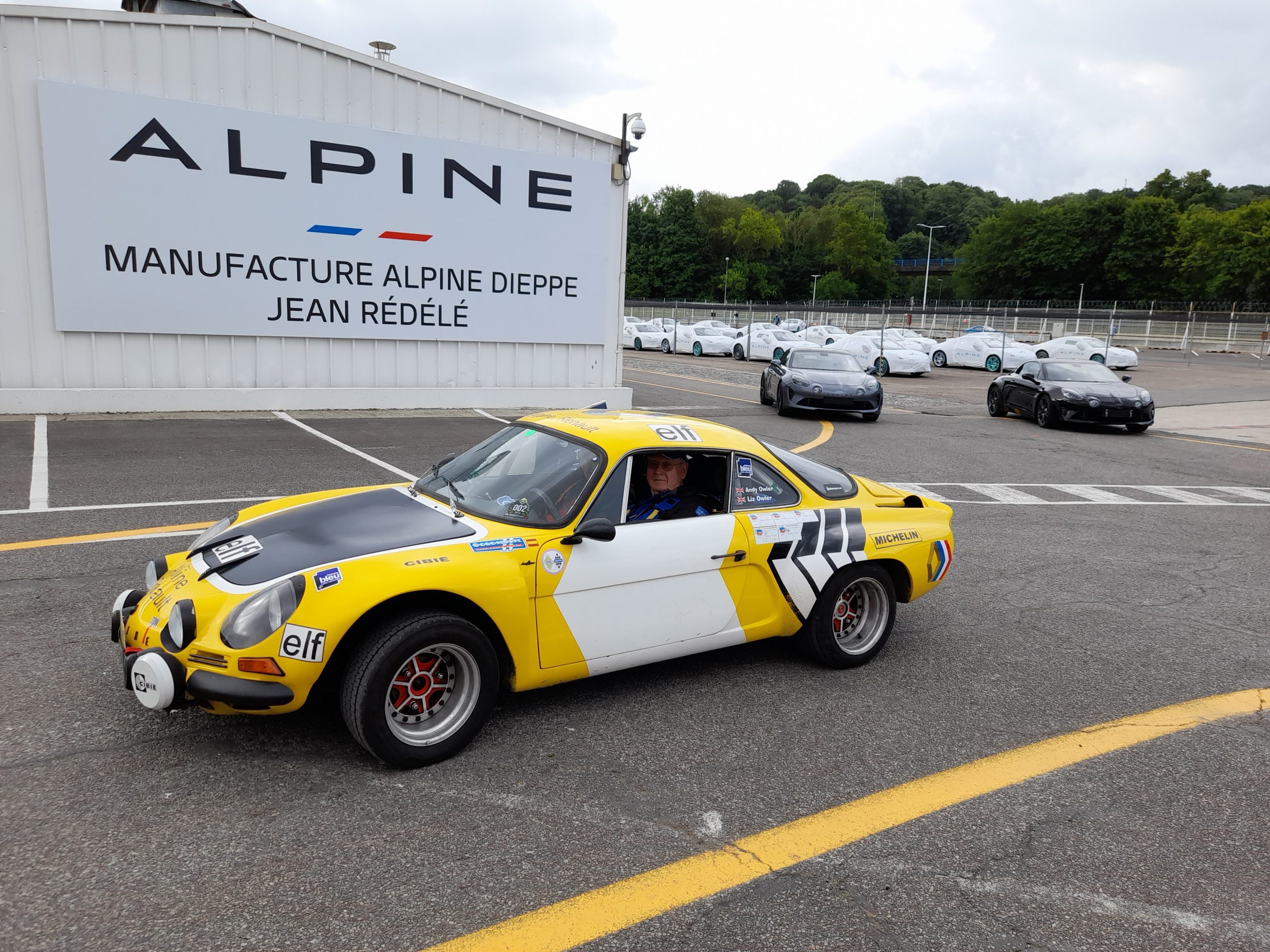 Andy Owler (UK) with his Mexican built A110 at the Alpine factory