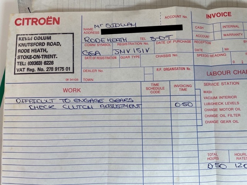 Citroen GS history paperwork