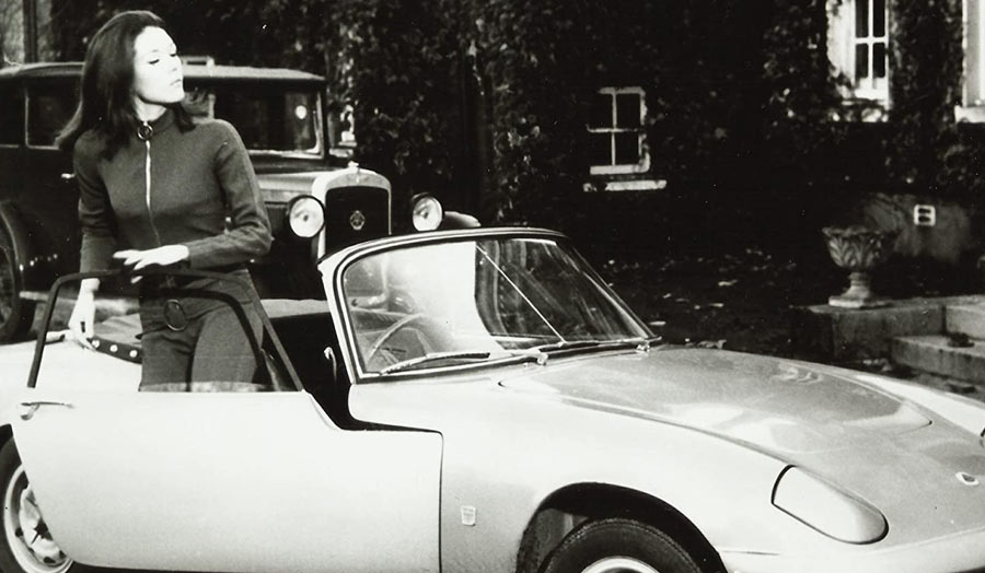 Emma Peel with Lotus Elan