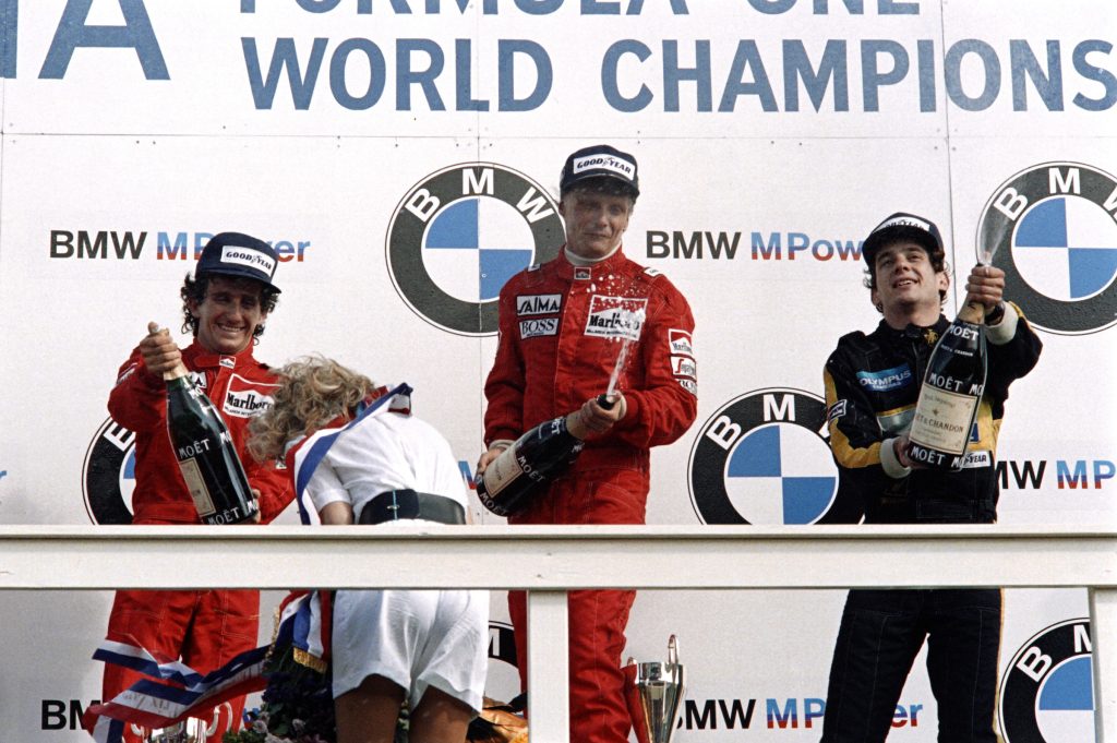 Zandvoort 1985 podium Lauda Prost Senna
