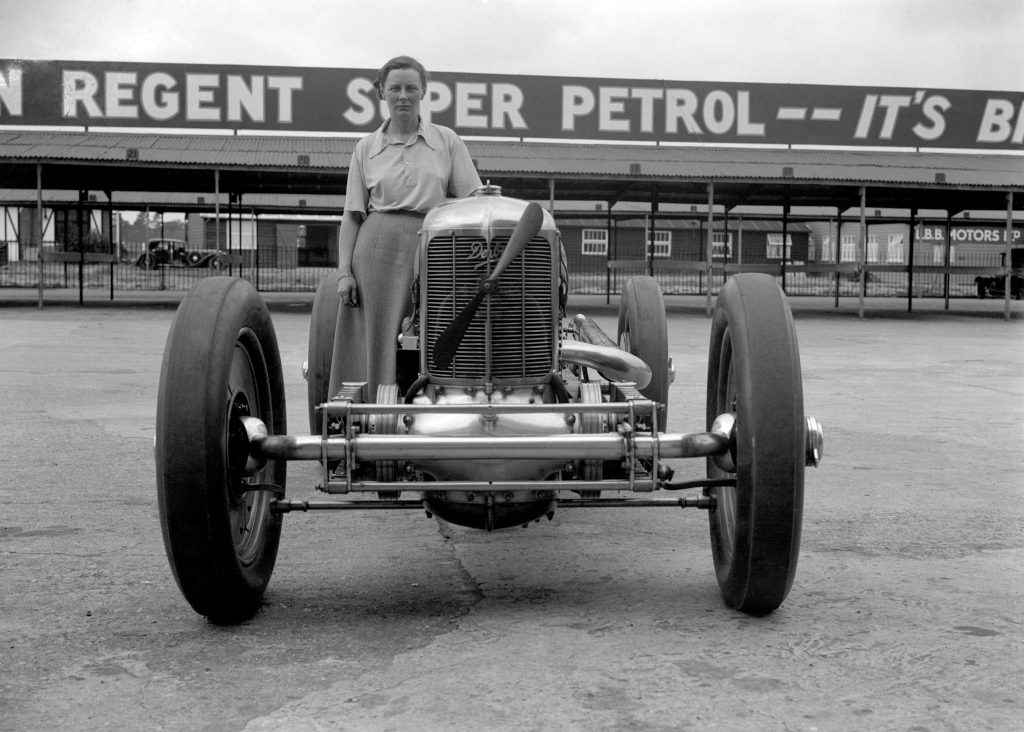 Gwenda Stewart and her Derby-Miller race car