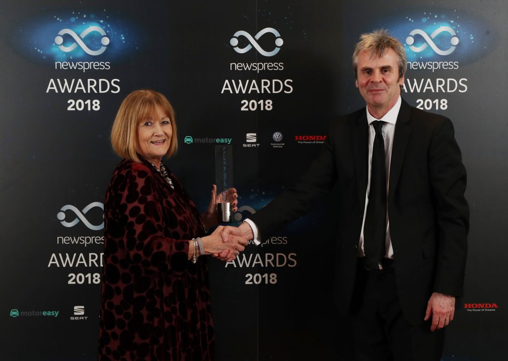 Sue Baker at the 2018 Newspress Awards