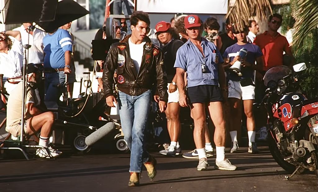 Tom Cruise during filming of Top Gun
