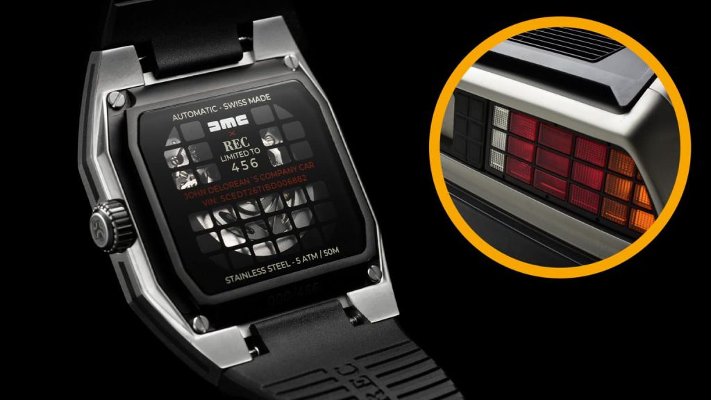 REC DeLorean watch back