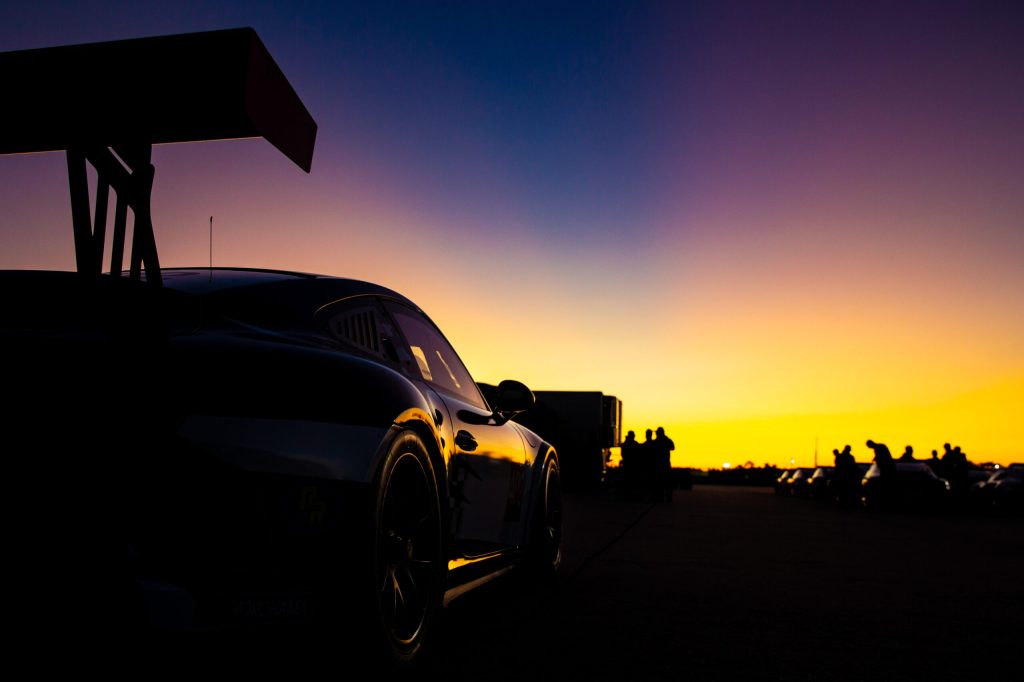 Porsche wing sunset
