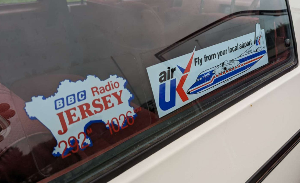 BBC Radio Jersey and Air UK stickers