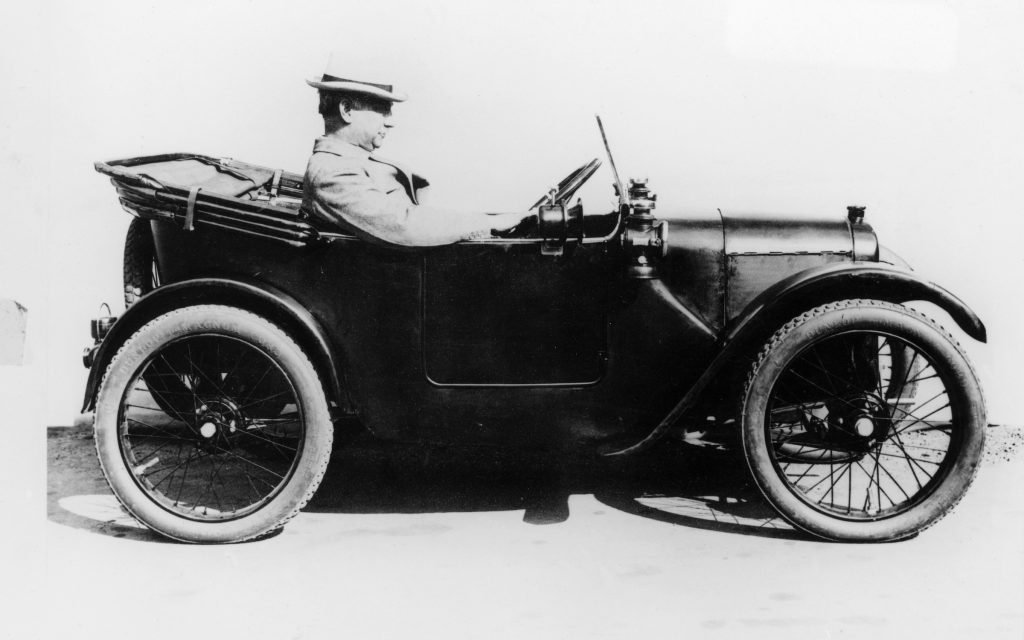 Sir Herbert Austin at the wheel of an Austin Seven