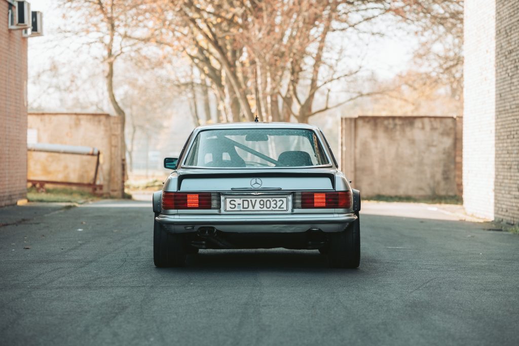 Mercedes 450 SLC rally car rear