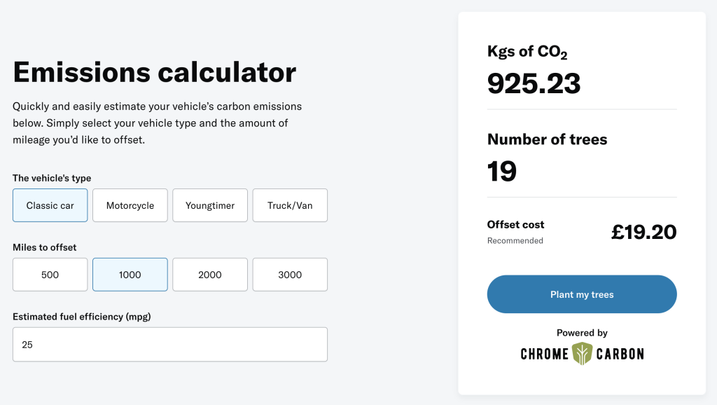 Chrome Carbon tree calculator example