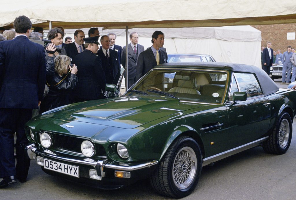 Prince Charles takes delivery of the Aston Martin V8 Vantage gifted by The Amir Of Bahrain