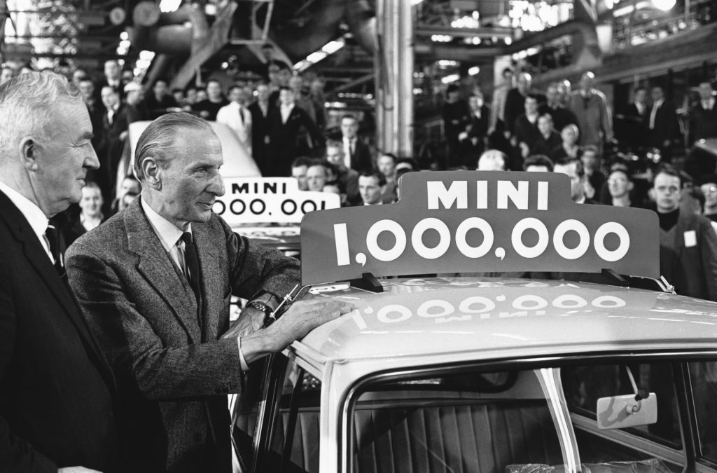 Alec Issigonis with Bill Edwards and the 1,000,000 Mini