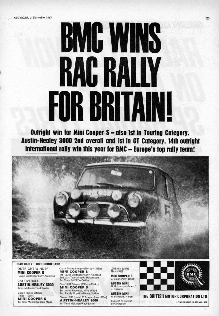 Mini Cooper S RAC Rally advert