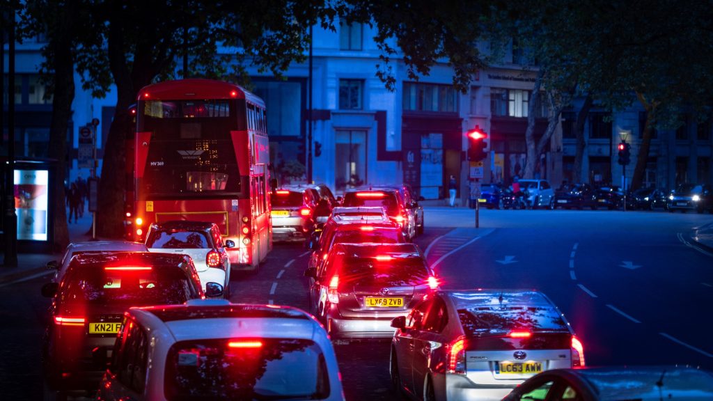 London traffic night