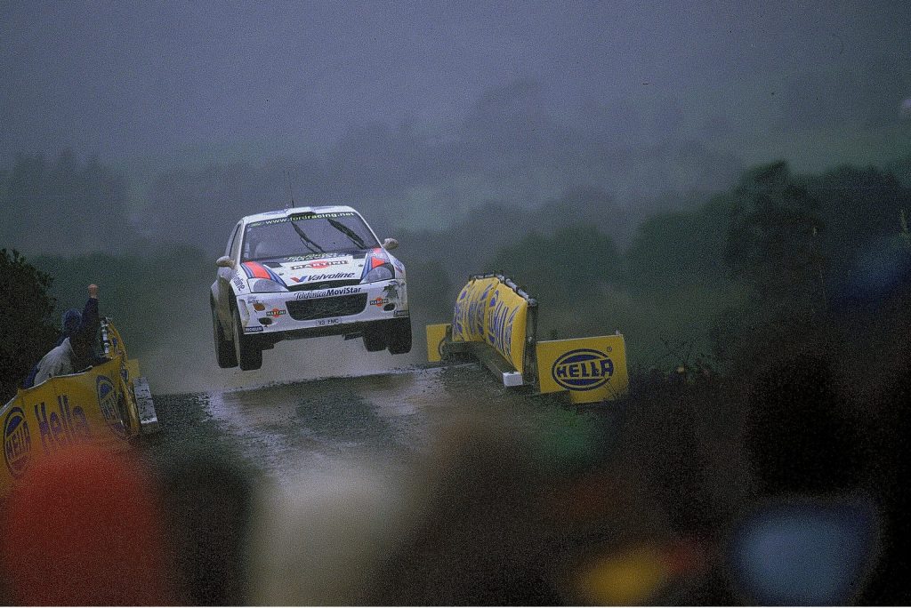Colin McRae of Great Britain in action in his Ford Focus