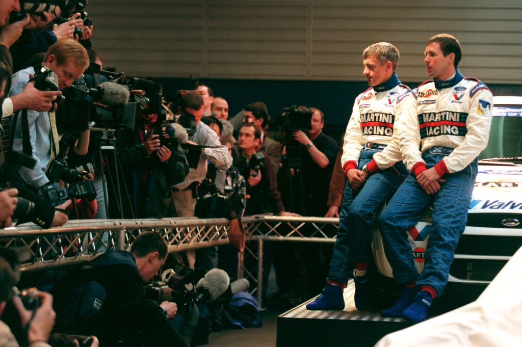 1998 Network Q RAC Rally winners Colin McRae (right) and Nicky Grist (left)