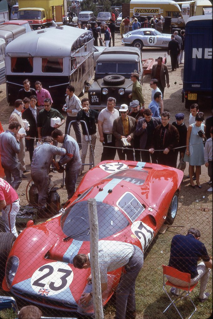 1967 Ferrari 412P Berlinetta vintage racing action paddock area vertical