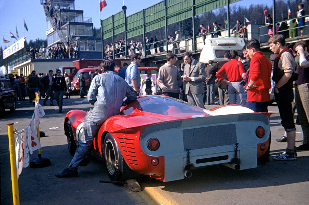 1967 Ferrari 412P Berlinetta vintage racing action paddock rear