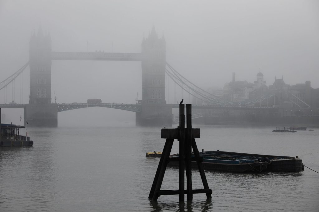 Bus Crossing Tower Bridge On First Day Of Lockdown