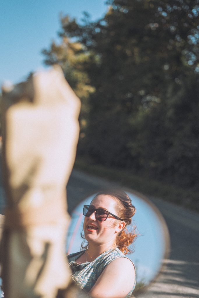 Goodwood revival woman reflection jeep