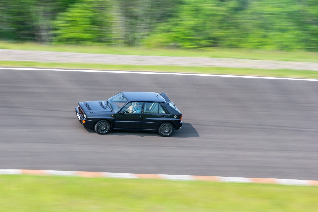 Lancia rally car track action