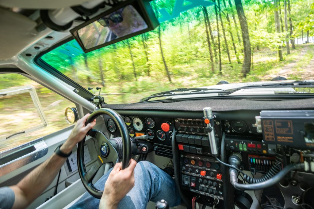 Audi rally car action interior