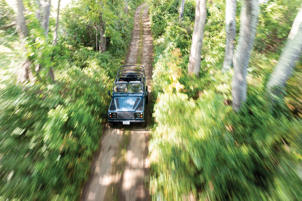 Land Rover Defender motion drone