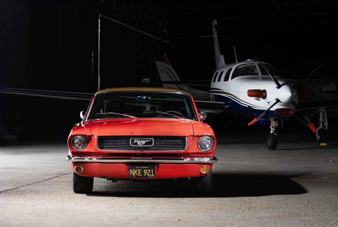 1965 Ford eMustang Alan Mann Racing front with airplane