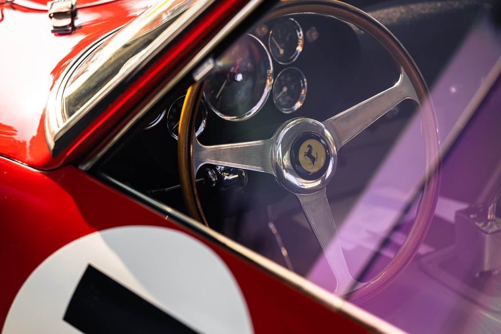 Ferrari GTO 250 steering wheel through glass