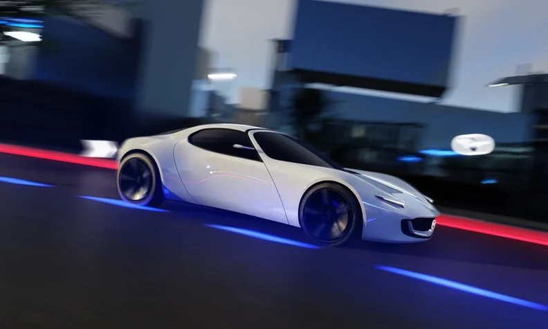 Mazda white roadster concept car