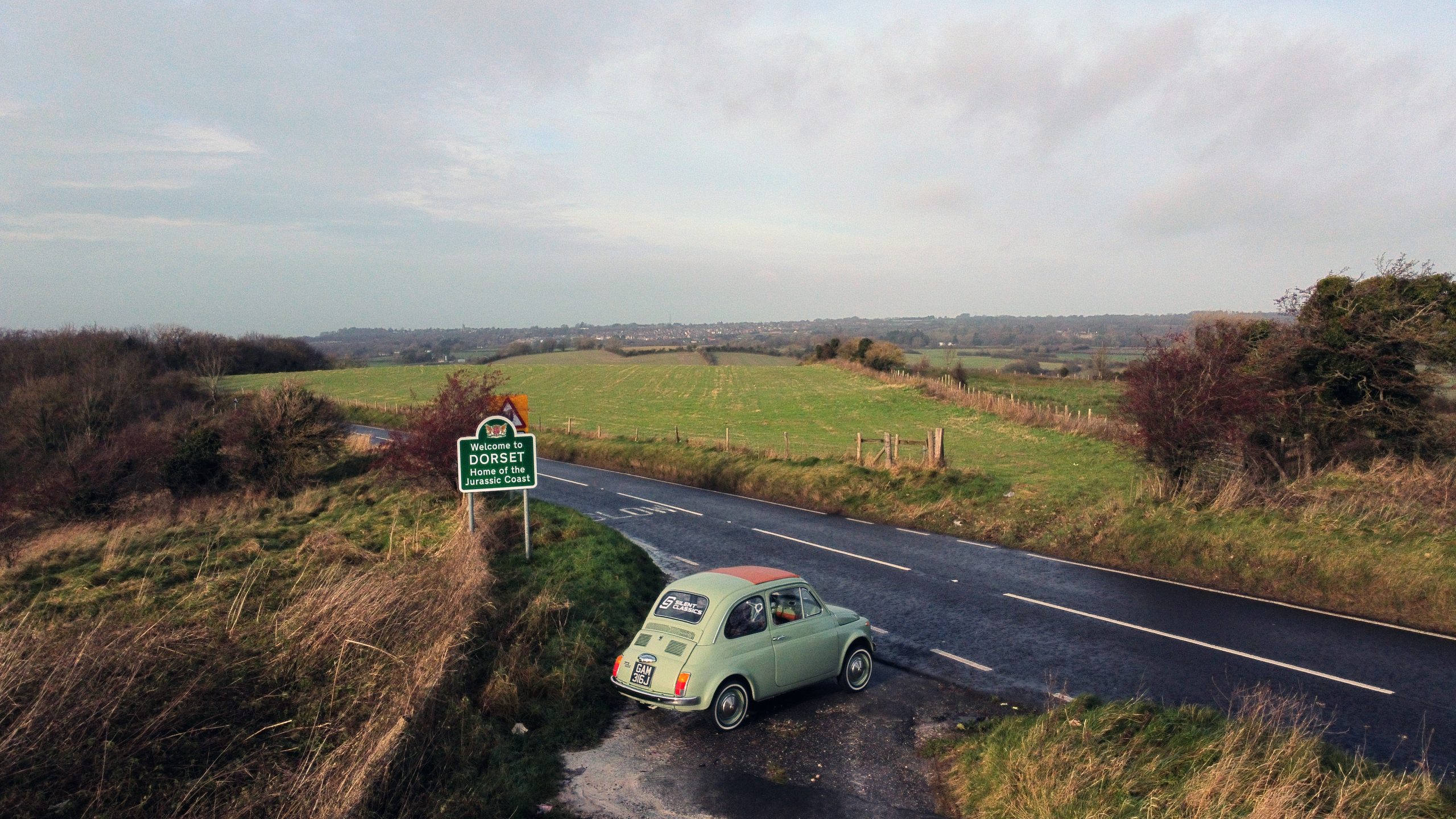 On the road in a very small, very silent Fiat 500